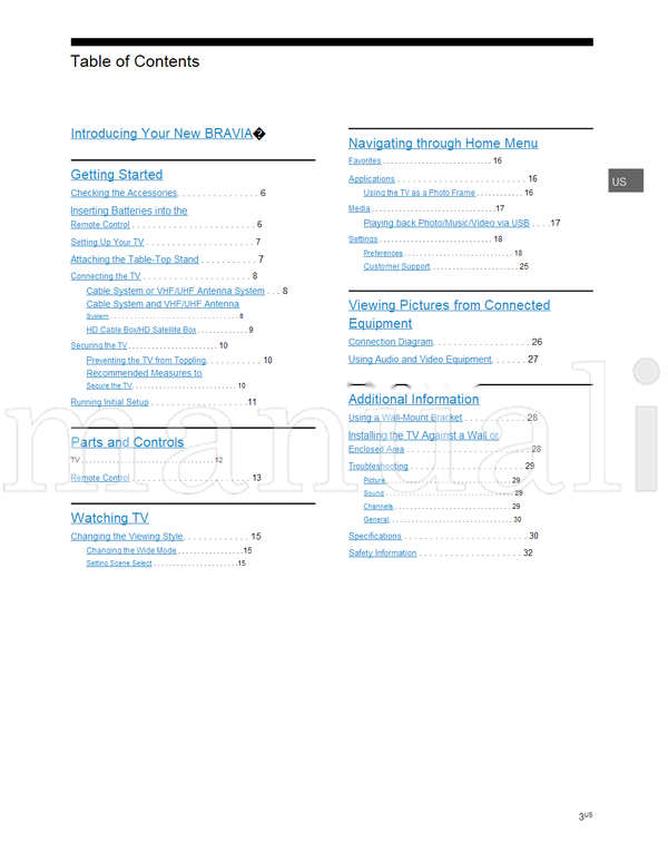 Sony KDL-40R380B 40R350B 32R330B 32R300B (68 pages) TV Operating Manual