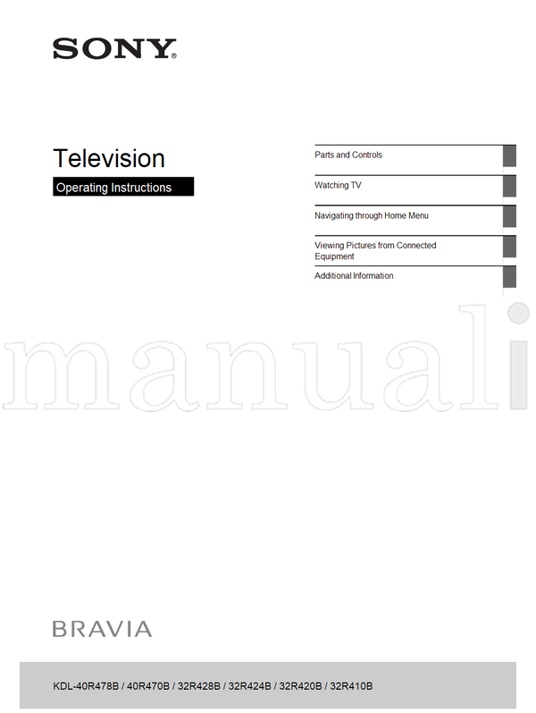 Sony KDL-40R478B 40R470B 32R428B 32R424B 32R420B 32R410B (32 pages) TV Operating Manual