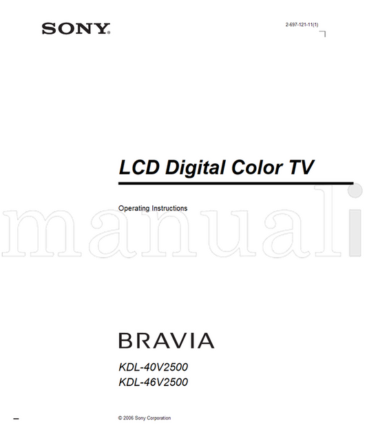 Sony KDL-40V2500 KDL-46V2500 (48 pages) TV Operating Manual
