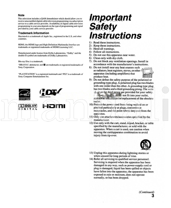 Sony KDL-40S4100 KDL-46S4100 (58 pages) TV Operating Manual