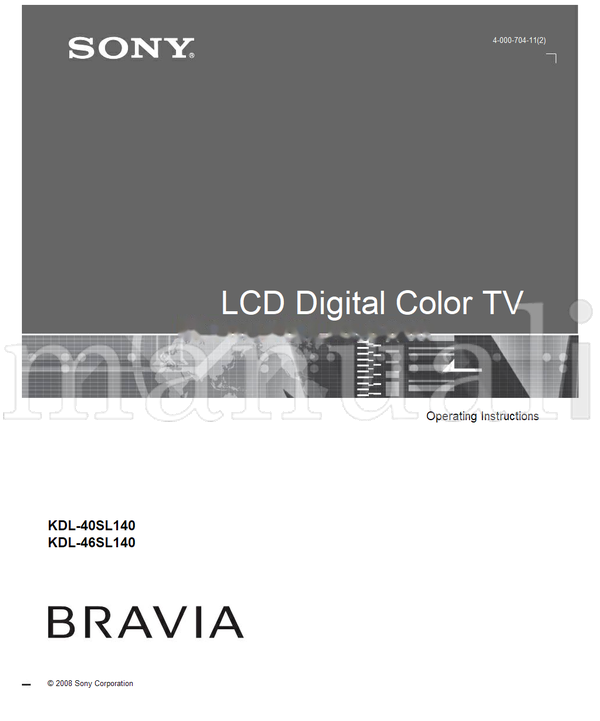 Sony KDL-40SL140 KDL-46SL140 (48 pages) TV Operating Manual