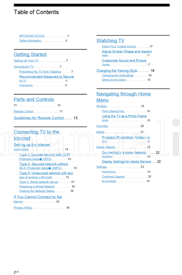 Sony KDL-48W650D 40W650D 32W600D (104 pages) TV Operating Manual