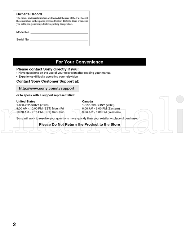 Sony KDL-40XBR2 KDL-46XBR2 KDL-40XBR3 KDL-46XBR3 (56 pages) TV Operating Manual