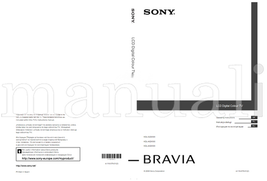 Sony KDL-52Z4500 KDL-46Z4500 KDL-40Z4500 (195 pages) TV Operating Manual