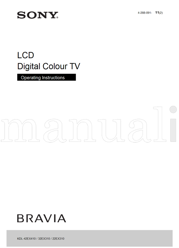 Sony 4-288-091 KDL-42EX410 32EX310 22EX310 (48 pages) TV Operating Manual