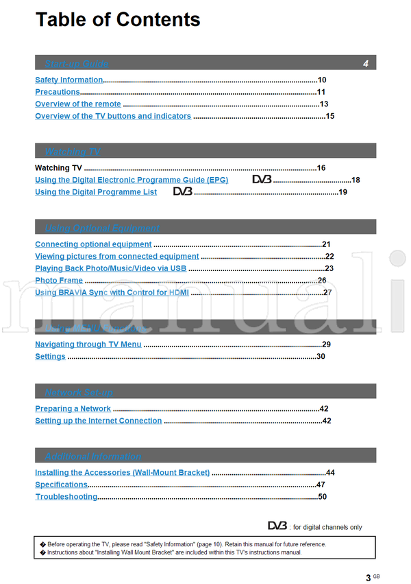 Sony KDL-42EX443 42EX440 32EX343 32EX340 (52 pages) TV Operating Manual