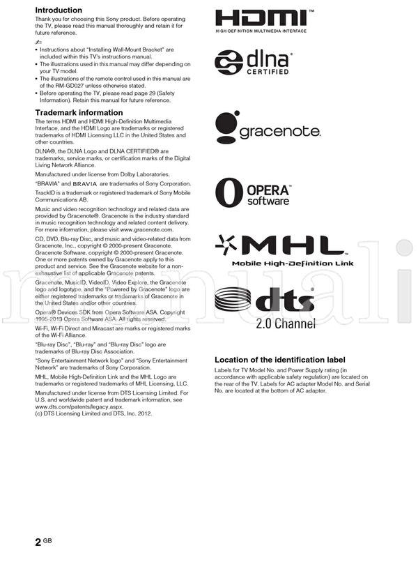 Sony KDL-42W674A 42W670A 42W658A 42W654A 42W650A 32W674A 32W670A (100 pages) TV Operating Manual