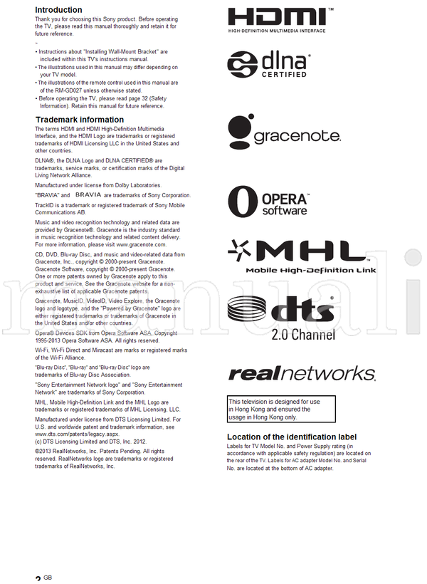 Sony KDL-42W670A 42W650A 32W670A 32W650A 32W600A 24W600A (72 pages) TV Operating Manual
