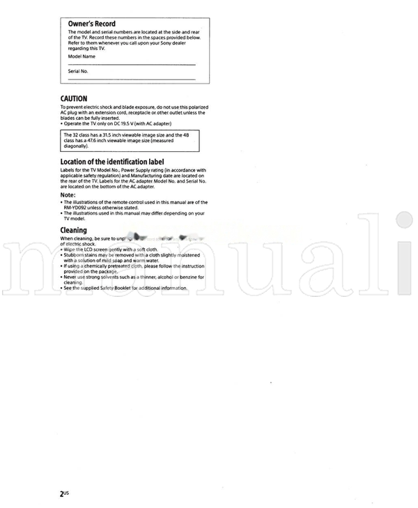 Sony Bravia KDL48R470B (67 pages) TV Operating Manual