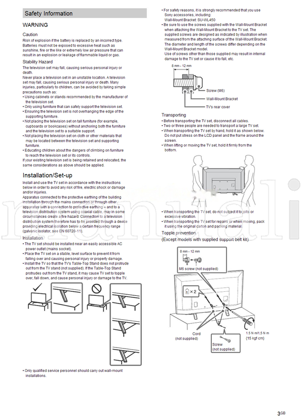 Sony KDL-50W660F 43W660F (20 pages) TV Operating Manual