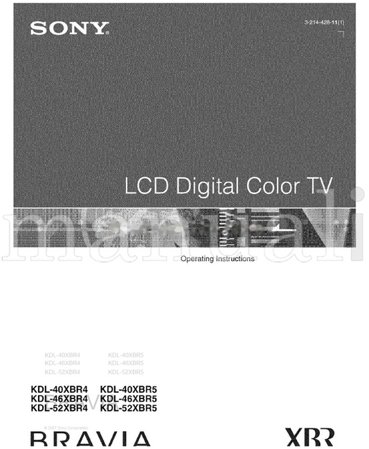 Sony KDL-40XBR4 KDL-46XBR4 KDL-52XBR4 KDL-40XBR5 KDL-46XBR5 (53 pages) TV Operating Manual