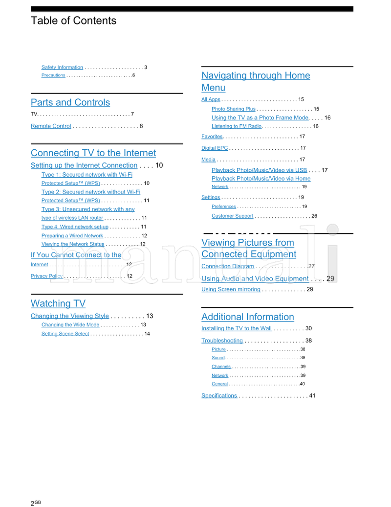 Sony KD-65X7007E 55X7007E 49X7007E 43X7007E (44 pages) TV Operating Manual