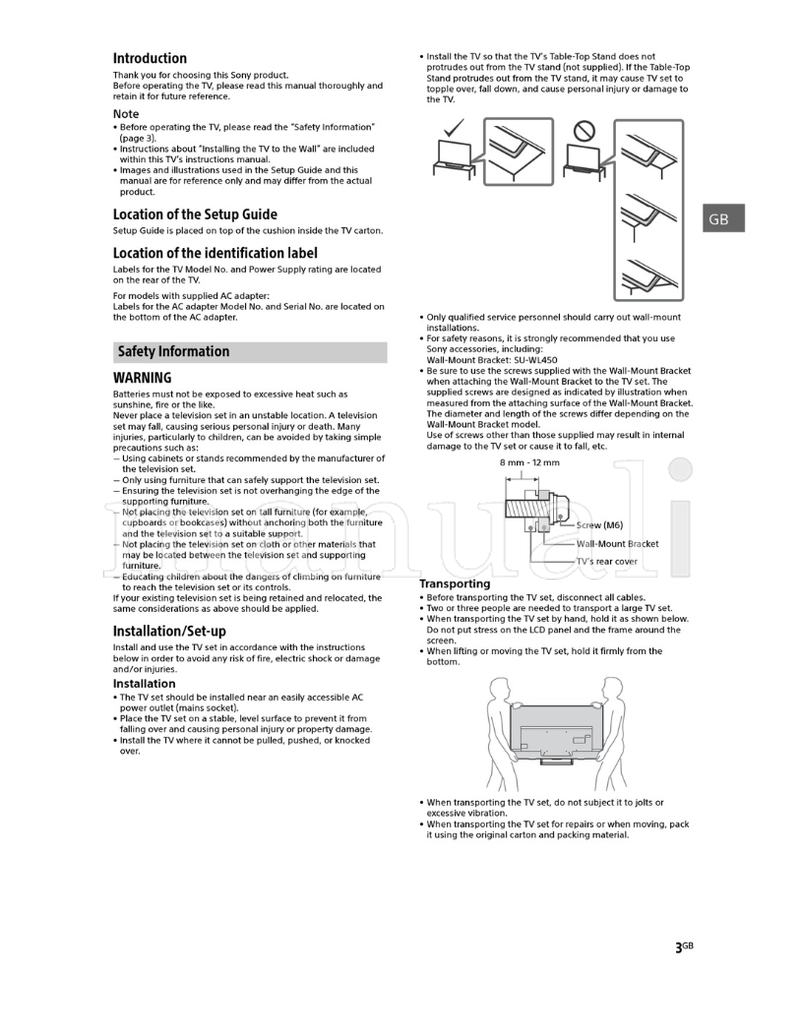 Sony KD-65X7007E 55X7007E 49X7007E 43X7007E (44 pages) TV Operating Manual