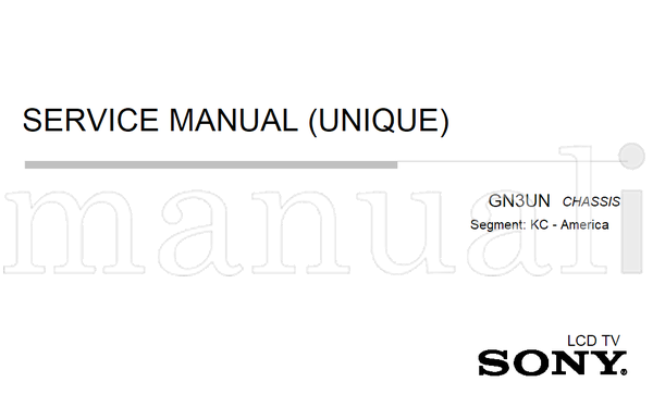 Sony GN3UN 9-888-733-A2 9-888-733-0X (211 pages) TV Service Manual
