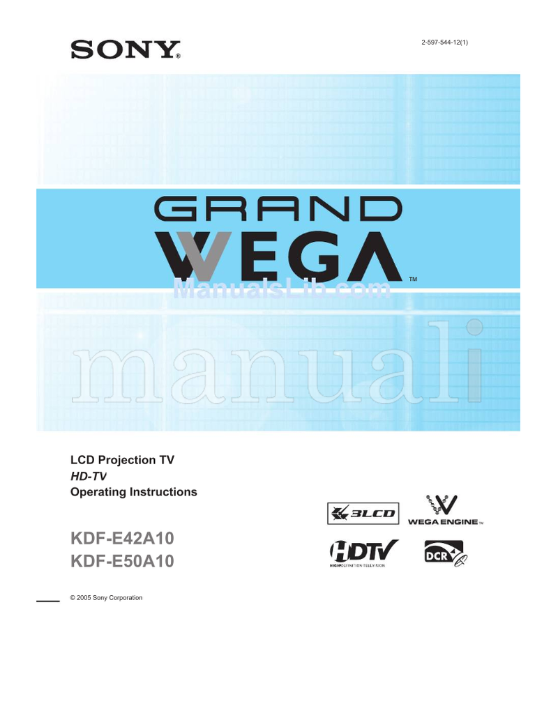 Sony KDF-E42A10 KDF-E50A10 (100 pages) TV Operating Manual