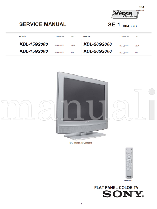 Sony KDL-15G2000 RM-ED007 KDL-20G2000 (98 pages) TV Service Manual
