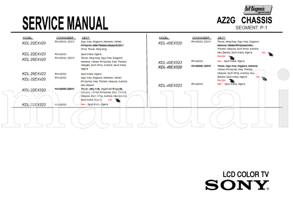 Sony 22EX420 KDL-22EX420 KDL-22EX423 KDL-26EX420 KDL-26EX423 (154 pages) TV Service Manual