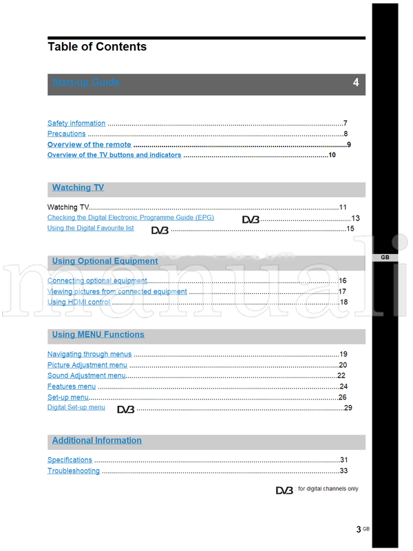 Sony KDL-26B40xx (65 pages) TV Operating Manual