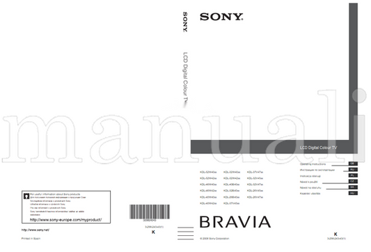 Sony KDL-52W40xx KDL-52W42xx KDL-46W40xx KDL-46W42xx KDL-40W40xx (215 pages) TV Operating Manual