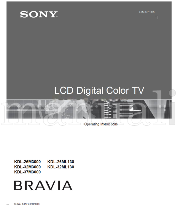 Sony KDL-26M3000 KDL-32M3000 KDL-37M3000 KDL-26ML130 KDL-32ML130 (48 pages) TV Operating Manual