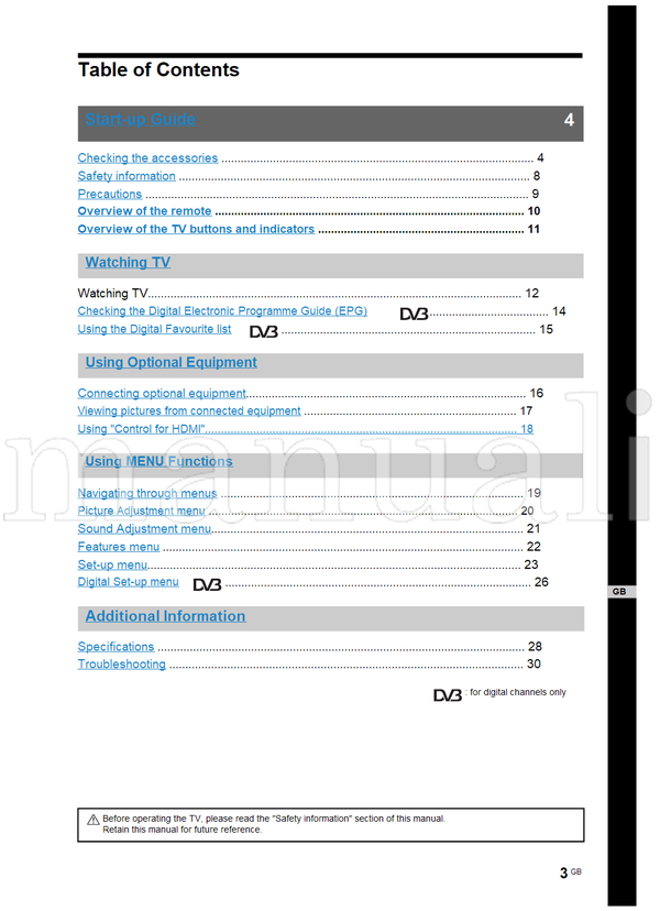Sony KDL-37S40xx KDL-32S40xx KDL-26S40xx KDL-37U40xx KDL-32U40xx (181 pages) TV Operating Manual