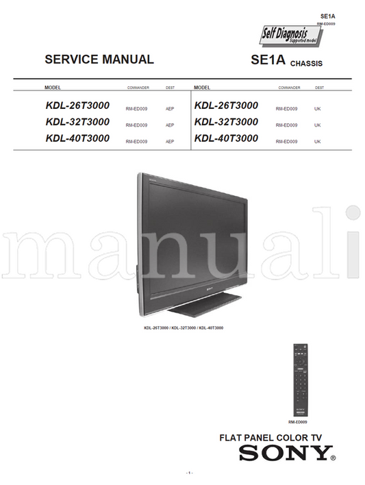 Sony 9-927-562-01 9-927-562-02 KDL-26 40T3000 (136 pages) TV Service Manual