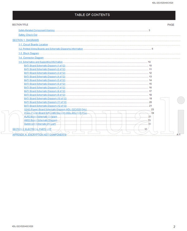 Sony KDL-32CX520 KDL-40CX520 9-888-390-X1 RM-YD071 (41 pages) TV Service Manual