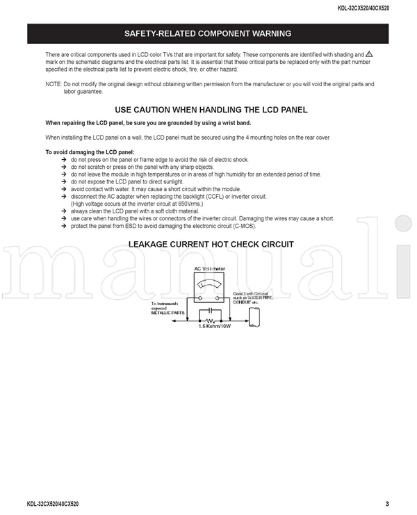 Sony KDL-32CX520 KDL-40CX520 9-888-390-X1 RM-YD071 (41 pages) TV Service Manual