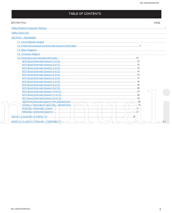 Sony KDL-32EX525 KDL-40EX525 9-888-445-51 RM-YD064 (56 pages) TV Service Manual