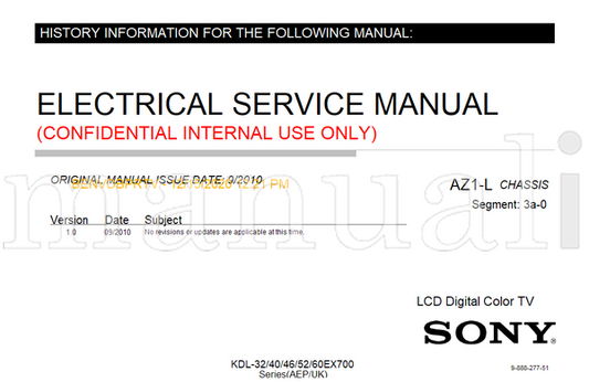 Sony KDL-32 60EX700 9-888-277-51 (78 pages) TV Service Manual