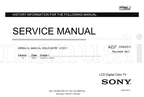 Sony 9-888-458-01 KDL-32 40EX720 (96 pages) TV Service Manual