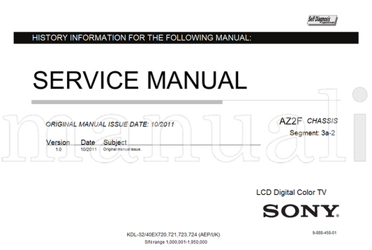 Sony 9-888-458-01 KDL-32 40EX720 (96 pages) TV Service Manual