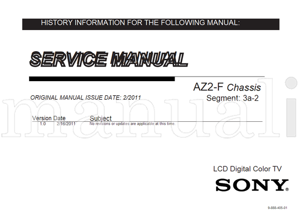 Sony 9-888-405-01 (126 pages) TV Service Manual