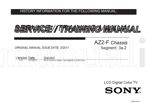 Sony 9-888-449-01 (121 pages) TV Service Manual