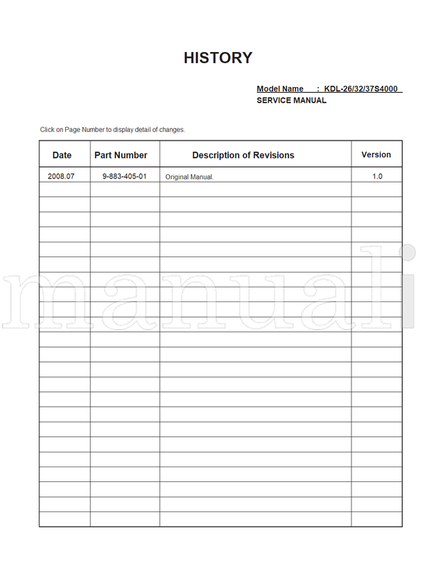 Sony KDL-26 37S4000 9-883-405-01 (60 pages) TV Service Manual