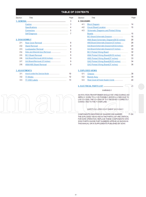 Sony KDL-26 37S4000 9-883-405-01 (60 pages) TV Service Manual