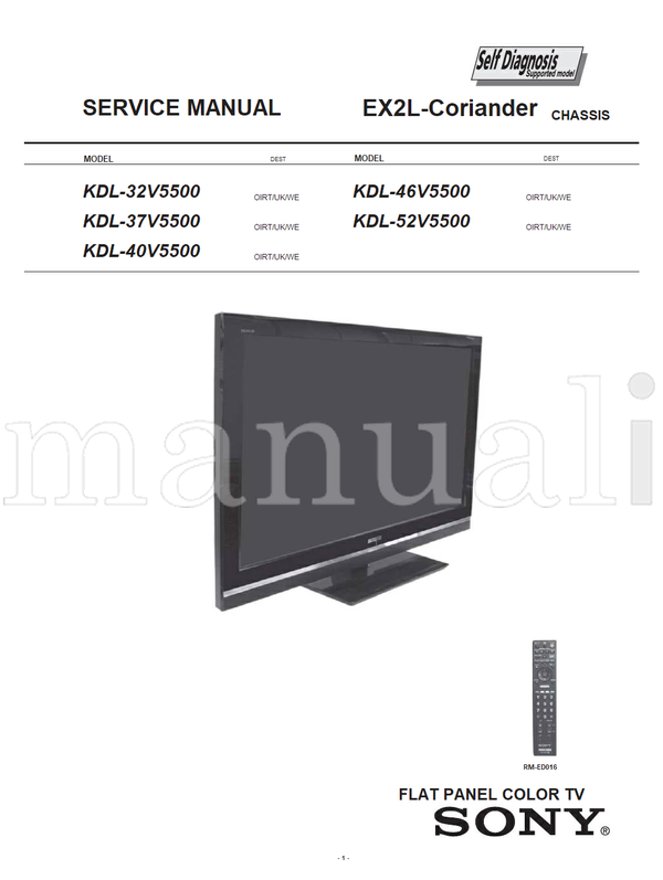 Sony KDL-32V5500 KDL-37V5500 KDL-40V5500 EX2L-Coriander (73 pages) TV Service Manual