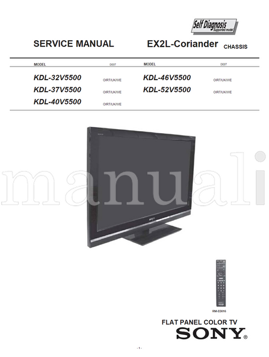 Sony KDL-32V5500 KDL-37V5500 KDL-40V5500 EX2L-Coriander (73 pages) TV Service Manual