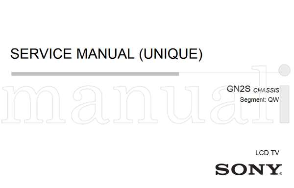 Sony 9-888-190-P1 9-888-190-XX (37 pages) TV Service Manual