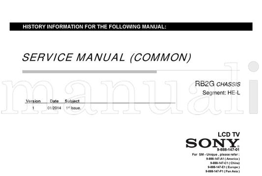 Sony 9-888-147-01 9-888-147-A1 9-888-147-C1 9-888-147-E1 (48 pages) TV Service Manual