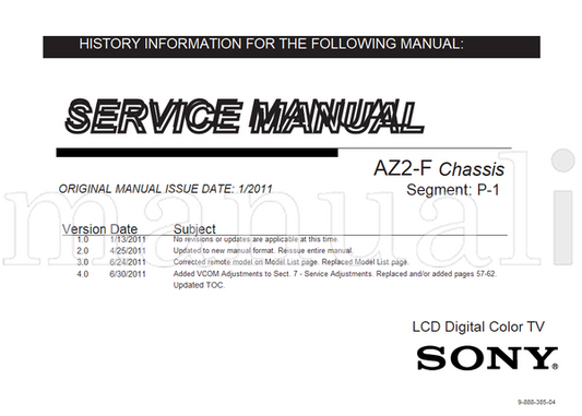 Sony 9-888-385-04 (187 pages) TV Service Manual