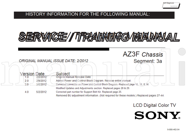 Sony 9-888-462-04 (56 pages) TV Service Manual