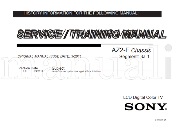 Sony 9-888-386-01 (199 pages) TV Service Manual