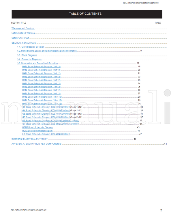 Sony KDL-40NX720 KDL-46NX720 KDL-55NX720 KDL-60NX720 9-888-386-53 (62 pages) TV Service Manual