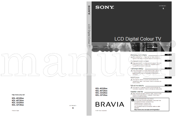 Sony KDL-40S28xx KDL-40T26xx KDL-32S28xx KDL-32T26xx (193 pages) TV Operating Manual