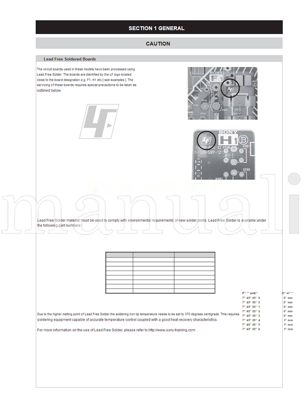 Sony KDL-40V4000 KDL-46V4000 KDL-52V4000 EG1L-L RM-ED013 (69 pages) TV Service Manual