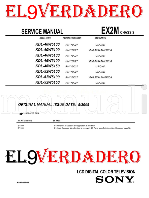 Sony KDL40W5100 (109 pages) TV Service Manual