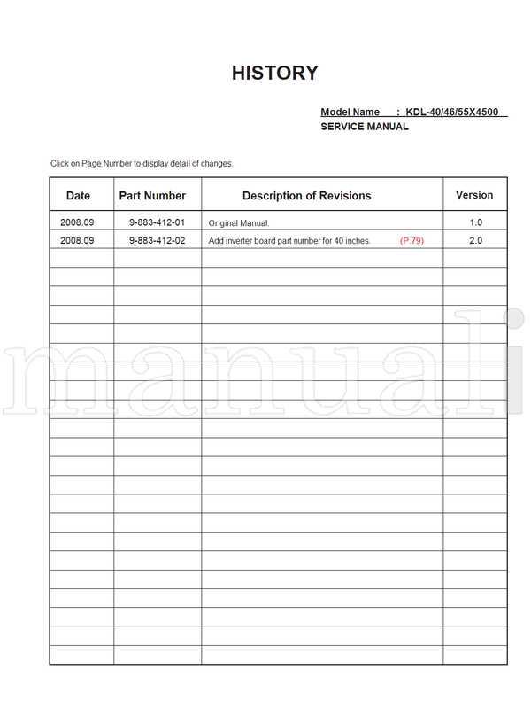 Sony 9-883-412-01 9-883-412-02 KDL-40 55X4500 (133 pages) TV Service Manual