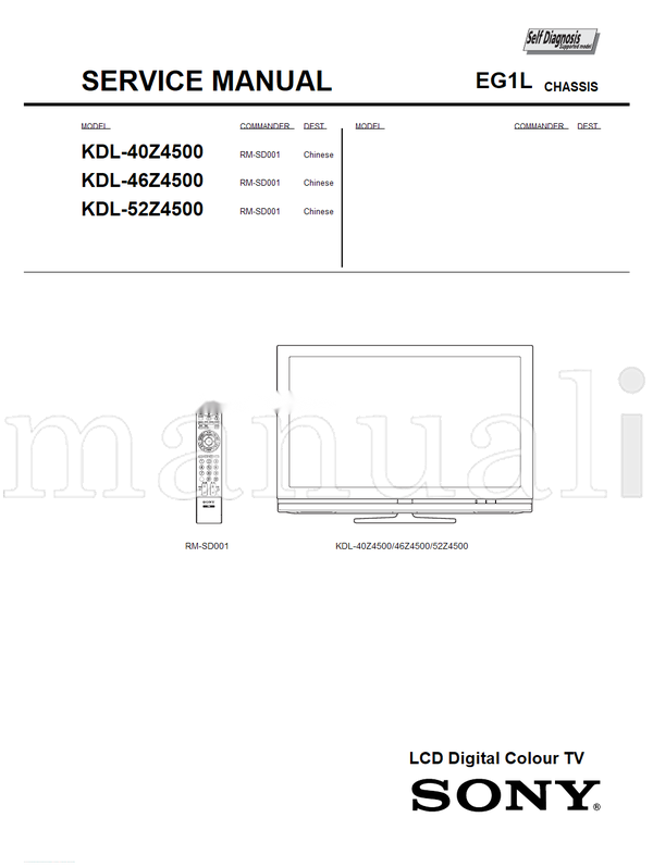Sony KDL-40Z4500 KDL-46Z4500 KDL-52Z4500 (29 pages) TV Service Manual