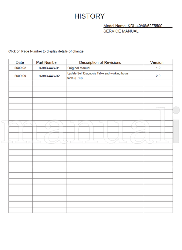 Sony 9-883-446-01 9-883-446-02 KDL-40 52Z5500 (76 pages) TV Service Manual